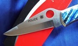 Santa Fe Stoneworks ~ Spyderco "POLICE" BLUE MAMMOTH FOSSIL with PEARL NIB - 6 of 10