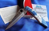 Santa Fe Stoneworks ~ Spyderco "POLICE" BLUE MAMMOTH FOSSIL with PEARL NIB - 8 of 10