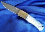 PRO-TECH CUSTOM KNIVES
BR-1
"WISKERS"
BOLSTER RELEASE AUTO ~ TITANIUM ~ MOTHER OF PEARL ~ NICHOLS DAMASCUS NEW! - 1 of 14