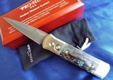 CUSTOM PRO-TECH
GODSON
MASTODON IVORY ~ TITANIUM ~ NICHOLS DAMASCUS
AUTO KNIFE 1 of 6 (APRIL 2020) - 1 of 11