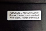 CUSTOM PRO-TECH
GODSON
MASTODON IVORY ~ TITANIUM ~ NICHOLS DAMASCUS
AUTO KNIFE 1 of 6 (APRIL 2020) - 11 of 11