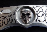 Protech Ltd 300 Made TR5.62 Bruce Shaw Polished BARBED WIRE Frame & SILVER Skull (#11 of 300) AUTO Knife NIB - 4 of 11