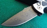Pro-Tech Les George SBR Steel Custom Textured Two Tone Satin DLC Handle Damascus Blade Pearl Button Limited Edition #39 of only 50 - 1 of 12