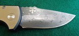 Pro-Tech Les George SBR Steel Custom Textured Two Tone Satin DLC Handle Damascus Blade Pearl Button Limited Edition #39 of only 50 - 4 of 12