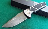 Pro-Tech Les George SBR Steel Custom Textured Two Tone Satin DLC Handle Damascus Blade Pearl Button Limited Edition #39 of only 50 - 2 of 12