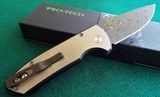Pro-Tech Les George SBR Steel Custom Textured Two Tone Satin DLC Handle Damascus Blade Pearl Button Limited Edition #39 of only 50 - 3 of 12
