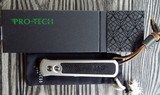 PRO-TECH GODSON Auto Folding Knife SILVER with Black vintage Swiss Leather Inlay Deep Pocket Clip
New Variation (06/2020) NIB - 7 of 8