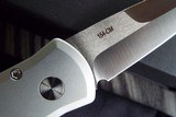 PRO-TECH GODSON Auto Folding Knife SILVER with Black vintage Swiss Leather Inlay Deep Pocket Clip
New Variation (06/2020) NIB - 5 of 8