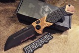 HERETIC / BUTCHER Collaboration COPPER & CARBON FIBER Auto Knife DLC Black SERRATED Blade NIB - 1 of 10