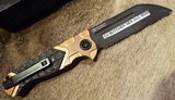 HERETIC / BUTCHER Collaboration COPPER & CARBON FIBER Auto Knife DLC Black SERRATED Blade NIB - 2 of 10