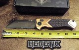 HERETIC / BUTCHER Collaboration COPPER & CARBON FIBER Auto Knife DLC Black SERRATED Blade NIB - 5 of 10