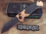 HERETIC / BUTCHER Collaboration COPPER & CARBON FIBER Auto Knife DLC Black Plain Blade
NIB - 1 of 11