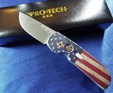 PRO-TECH LIMITED 2240-DAM VINTAGE FLAG CALMIGO CALI-LEGAL AUTO KNIFE, DAMASCUS BLADE (#17 of only 30) - 3 of 8