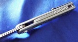 ZULUDamascus Flipper Knife by LIONG MAHDAMASTEEL Blade& CARBON FIBER inlayed Titanium Handles New In Pouch! - 10 of 11