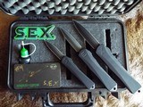 HERETIC KNIVES ~ MANTICORE S.E.X. SET~ #4 of ONLY 25 (3) TACTICAL OTF KNIVES Double edge Dagger blades . - 1 of 7