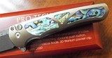 PRO-TECH CUSTOM MALIBU TITANIUM
FLIPPER ~ PAUA ABALONE INLAYS **STUNNING** NIB - 2 of 5