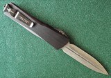 MARFIONE CUSTOM (Microtech) COMBAT TROODON DOUBLE EDGE NICHOLS DAMASCUS ANODIZED HEFTED ALLOY WITH BRASS RINGED HARDWARE 02/2018 - 9 of 11