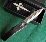 MARFIONE CUSTOM (Microtech) COMBAT TROODON DOUBLE EDGE NICHOLS DAMASCUS ANODIZED HEFTED ALLOY WITH BRASS RINGED HARDWARE 02/2018 - 11 of 11
