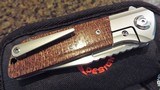 Liong Mah
LANNY V2 Burlap Micarta / Titanium Framelock Flipper ~ Hand Ground compound grind blade New in Pouch - 4 of 8