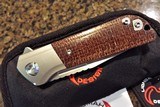 Liong Mah
LANNY V2 Burlap Micarta / Titanium Framelock Flipper ~ Hand Ground compound grind blade New in Pouch - 3 of 8