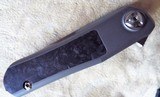 Liong Mah Designs Hawk Flipper Knife 3.25" M390 Satin Blade, Titanium Handles with Marble Carbon Fiber Inlays ~ New in Pouch - 5 of 6
