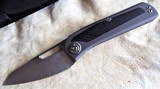 Liong Mah Designs KUF V2 Kitchen Utility Front Flipper Knife 3.375" M390 Satin Blade, Contoured Titanium Handles with Carbon Fiber Inlays - 5 of 8