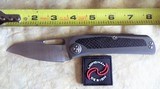 Liong Mah Designs KUF V2 Kitchen Utility Front Flipper Knife 3.375" M390 Satin Blade, Contoured Titanium Handles with Carbon Fiber Inlays - 6 of 8