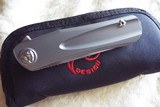 Liong Mah Designs Hawk
TITANIUM Flipper Knife 3.25" M390 Satin Blade, Sculpted Titanium Handles ~ New in Pouch - 2 of 4