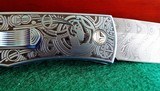 PRO-TECH BR-1 ART DECO ULTIMATE CUSTOM KNIFE ~
SHAW Engraved Titanium ~ NICHOLS Damascus ~ Mother of Pearl STUNNING!! - 6 of 9