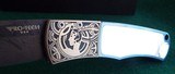 PRO-TECH BR-1 ART DECO ULTIMATE CUSTOM KNIFE ~
SHAW Engraved Titanium ~ NICHOLS Damascus ~ Mother of Pearl STUNNING!! - 3 of 9