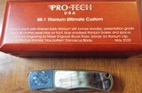 Pro-Tech ULTIMATE Custom BR-1 MAGIC ENGRAVED
Automatic Knife TITANIUM & BLACK LIP PEARL
(NICHOLS DAMASCUS) NIB - 3 of 4