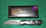 VALLOTTON
CUSTOM
AUTO KNIFE "TACTICAL RAPTOR" NICHOL'S DAMASCUS / CARBON FIBER / TITANIUM / ZIRCONIUM ~ NEW IN BOX! **DEALER** - 1 of 16