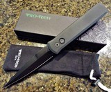 PRO-TECH GODFATHER "OPERATOR SERIES" AUTO TRITIUM Inlay Button ~ SterileALL BLACK4"NIB Authorized Dealer - 2 of 4
