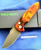 PRO-TECH SBR Limited Edition Auto Knife "DEL FUEGO" Fire anodized - Pearl button - Nichols Damascus *Only 50 made* - 2 of 7