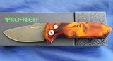 PRO-TECH SBR Limited Edition Auto Knife "DEL FUEGO" Fire anodized - Pearl button - Nichols Damascus *Only 50 made* - 7 of 7
