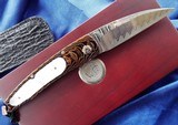 WILLIAM HENRY STUDIO KNIFE ~ Limited Edition #13/50
MODEL B07 HOKUSAI Mokume / Mother Of Pearl /OPALS
with clip case
& display box NIB - 2 of 11