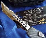 MARFIONE CUSTOM (Microtech) HALO VI HELLHOUNDOTF KNIFE~ MIRROR POLISHCARBON FIBER ~ BLUE TITANIUM HARDWARE NIB Ser#22 - 1 of 10