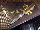 MARFIONE CUSTOM KNIVES ~ MICROTECH UTX-70 BRASS with CARBON FIBER INLAY - MIRROR POLISH (SER #2) Authorized Dealer - 2 of 9