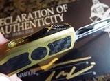 MARFIONE CUSTOM KNIVES ~ MICROTECH UTX-70 BRASS with CARBON FIBER INLAY - MIRROR POLISH (SER #2) Authorized Dealer - 1 of 9