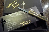 MARFIONE CUSTOM KNIVES ~ MICROTECH UTX-70 BRASS with CARBON FIBER INLAY - MIRROR POLISH (SER #2) Authorized Dealer - 3 of 9