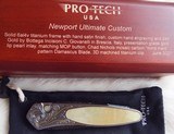 PRO-TECH NEWPORT ULTIMATE CUSTOM Gold Lip Pearl ~ Italian Engraved with 24K gold Titanium frame ~ Nichols Mosaic Damascus New in Box - 3 of 7