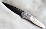 PRO-TECH NEWPORT ULTIMATE CUSTOM Gold Lip Pearl ~ Italian Engraved with 24K gold Titanium frame ~ Nichols Mosaic Damascus New in Box - 5 of 7