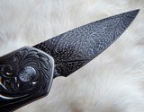 PRO-TECH NEWPORT ULTIMATE CUSTOM Black Lip Pearl ~ Italian Engraved with 24K gold Titanium frame ~ Nichols Mosaic Damascus New in Box - 6 of 8