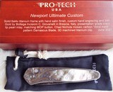PRO-TECH NEWPORT ULTIMATE CUSTOM Black Lip Pearl ~ Italian Engraved with 24K gold Titanium frame ~ Nichols Mosaic Damascus New in Box - 7 of 8