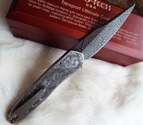 PRO-TECH NEWPORT ULTIMATE CUSTOM Black Lip Pearl ~ Italian Engraved with 24K gold Titanium frame ~ Nichols Mosaic Damascus New in Box - 4 of 8