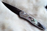 PRO-TECH NEWPORT ULTIMATE CUSTOM Black Lip Pearl ~ Italian Engraved with 24K gold Titanium frame ~ Nichols Mosaic Damascus New in Box - 3 of 8