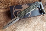 MICROTECH KNIVES ~ FRAG OFF Series
COMBAT TROODON Grenade Green, Double reverse full Serrated NIB - 4 of 7