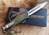 MICROTECH KNIVES ~ FRAG OFF Series
COMBAT TROODON Grenade Green, Double reverse full Serrated NIB - 1 of 7