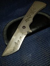 RICK BARRETT CUSTOM FOLDER RARE SAN MAI DAMASCUSTITANIUMFLIPPER KNIFEPROTOTYPE #2 of 2 - 4 of 4