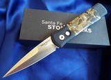 pro tech knivessanta fe stoneworksgodson obsidian, abalone & bronze auto switchblade knife nib authorized dealer